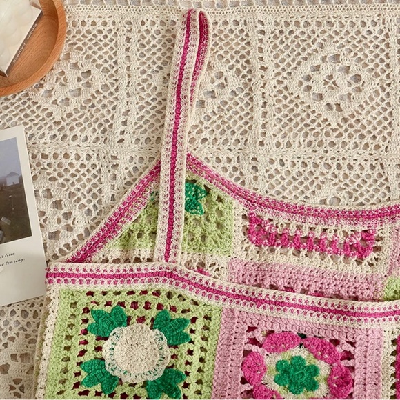 Crochet Knit Cut Out Sleeveless Spaghetti Strap Summer Patchwork Mini Dress - Picture 10 of 12